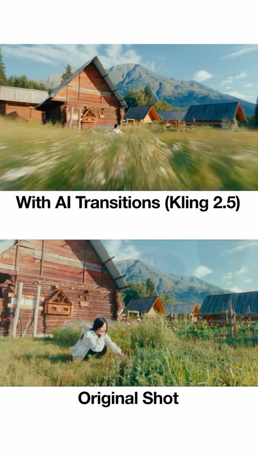 📕 3 STEP TUTORIAL

Comment “PROMPT” and I’ll send you the exact prompts I used.

1️⃣: Select Your Clips 🎬

Start with intention. Pick clips that either flow seamlessly together AND/OR create striking contrast.

Color grade everything first for visual consistency

Export one frame from each clip (this becomes your transition anchor)

2️⃣: Generate AI Transitions 🌊

Navigate to swiftcut.ai

(Or use the MCP to do all this in Claude)

Upload your start frame (clip 1) + end frame (clip 2)

Prompt for a "seamless cinematic transition between scenes". You’ll need to iterate on your prompt until the result matches your vision. Be specific about motion, style, and mood.

3️⃣: Polish ✨

Import everything into your editor (I use DaVinci Resolve).

Add speed ramping, motion blur, and other VFX.

And most importantly, add sound design. Music and SFX sell the visuals.

- - - - - - - - - - - - - - - - - - - - - - - - - - - - -

💾 Save this and try it out yourself!

#AITransitions #Cinematic #Editing #Filmmaking #CreatorTips #DavinciResolve