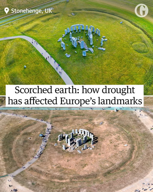 Dried-out rivers and lush green fields turned to parched brown earth; Europe’s landscape is showing the impact of a scorchingly hot summer. 

Starved of rainfall, the continent has experienced record-breaking heatwaves as well as extreme temperatures and wildfires in one of the hottest summers on record. 

Swipe to see some of the famous landmarks impacted by the dry weather.   

Cover image credits: roberharding/Alamy & Justin Tallis/AFP/Getty Images