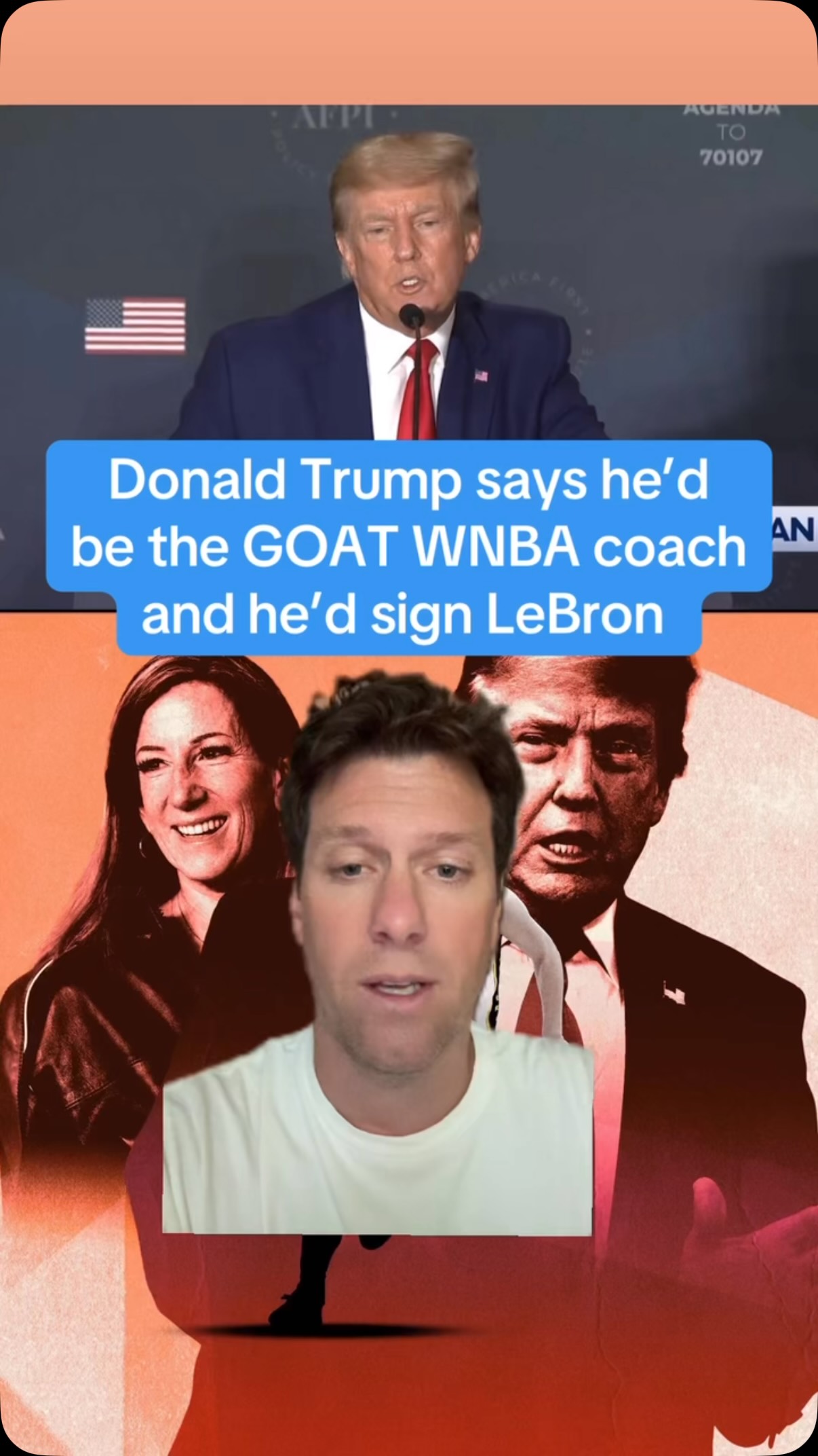 Donald Trump says he’d be the greatest WNBA coach of all time and that he’d sign LeBron James. As the saying goes, unfortunately another banger. Very funny and a great way to turn the sports gender argument on the other side. On top of the Pearl Harbor joke earlier this week? He’s on fire