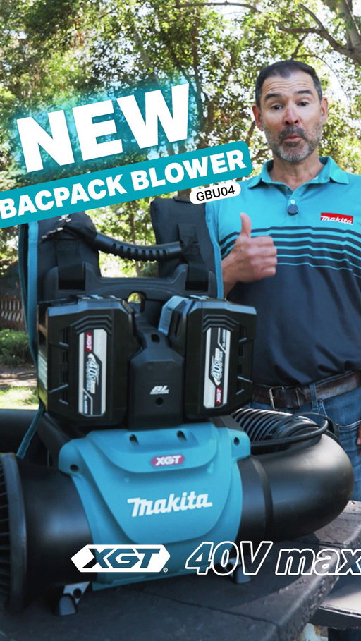 The 40V max XGT® Brushless Backpack Blower (GBU04) delivers performance comparable to a 65cc gas-powered model but with significantly lower weight, less noise, and zero emissions. The efficient brushless motor delivers 65cc gas performance with up to 32N blowing force and 675 maximum air volume (CFM) for fast and efficient clean-ups.

#MakitaUSA #MakitaTools #MakitaXGT