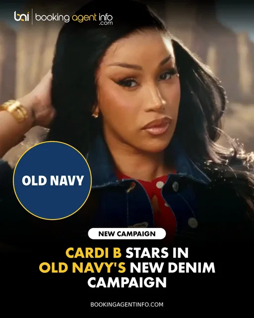 Cardi B (@iamcardib) stars in a new campaign for Old Navy (@oldnavy).

Joined by a star-studded cast including Paloma Elsesser, Brooks Nader, Haley Baylee, Wisdom Kaye, and Quen Blackwell, the spot opens on a denim campaign shoot before Cardi interrupts the action. She eventually steps behind the camera and takes over as director, calling out poses as the cast showcases the brand’s latest denim.

The endorsement adds to Cardi’s growing commercial portfolio. Her recent brand work has included Fashionphile’s “Get Your Bag” campaign, Yahoo Mail’s “Cardi B Busy” rollout, and her expanded relationship with Zevia as an investor, brand ambassador, and face of its “Real Talk Interpreter” campaign.

The major rollout lands during a strong 2026 stretch for the rap icon. Cardi recently released “AH HA,” her first new single of the year, shortly after wrapping her first-ever headlining arena run, the Little Miss Drama Tour.

The tour followed her long-awaited second studio album, Am I the Drama?, which debuted at No. 1 on the Billboard 200. Cardi has also continued adding to her record-breaking résumé as the first female rapper to earn four RIAA Diamond-certified singles.

Create a free account at BookingAgentInfo.com to be the first to know about new music brand partnerships.

Follow @bookingagentinfo_ for more.
