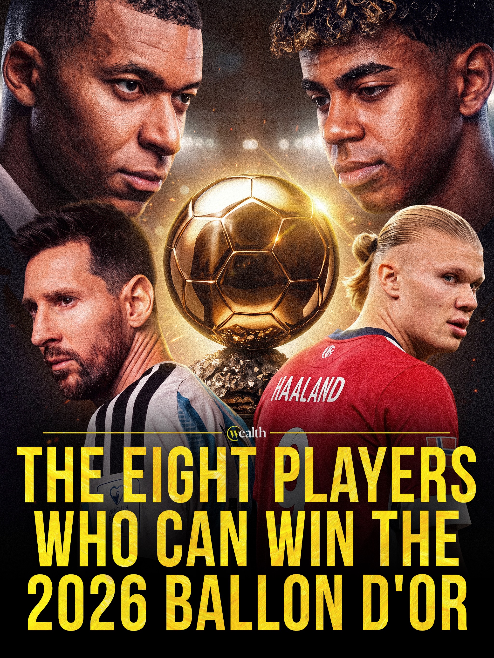 The 2026 Ballon d’Or race has eight credible paths to victory. 🏆⚽️

Rodri pairs Spain’s World Cup title with the Golden Ball, while Kylian Mbappé won the Golden Boot with 10 goals and became the World Cup’s all-time leading scorer. Harry Kane’s 61 club goals and Bayern double compete with Lionel Messi’s eight goals and four assists during Argentina’s run to the final. Lamine Yamal, Ousmane Dembélé, Michael Olise and Erling Haaland add major trophies or standout World Cup numbers.

According to Polymarket.com, Harry Kane leads the race at 56%, and victory would make him the first Englishman to win the Ballon d’Or since Michael Owen in 2001.

#PolymarketPartner #BallonDor #Football #WorldCup #HarryKane