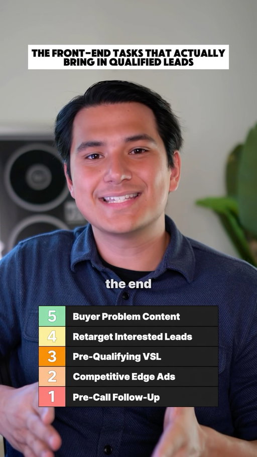 Optimizing your front end marketing tasks with pre qualifying VSLs ensures your sales team only speaks with high intent, qualified prospects.

DM scale with AI to learn how to scale your business 🔗

#LeadGeneration #SalesPipeline #MarketingSystems #DirectResponse #entrepreneurship