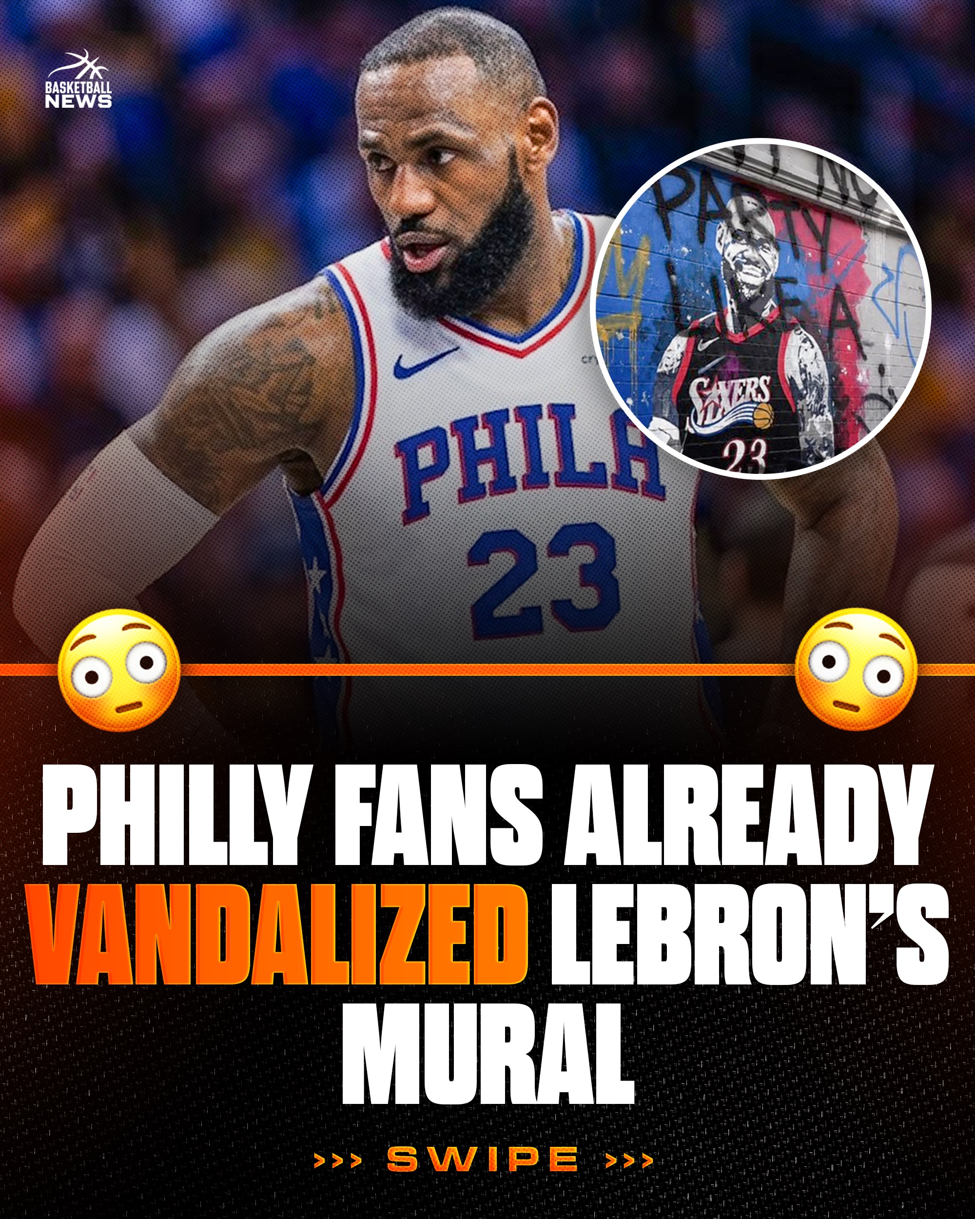 LeBron Mural has already been vandalized in Philadelphia?

LeBron James’ arrival in Philadelphia has already sparked plenty of excitement, but not everyone is thrilled. Just days after a massive mural celebrating the four-time NBA champion went up in the city, it was vandalized with spray-painted graffiti. The most noticeable message read, “Ain’t no party like a Diddy party,” scrawled across the artwork, quickly turning what was meant to be a celebration into a viral talking point. 

The mural had only recently been unveiled after LeBron’s blockbuster move to the 76ers and was already becoming a popular photo spot for fans. Instead, images of the defaced artwork spread across social media within hours, drawing reactions from both supporters and critics. While no suspect has been publicly identified, the vandalism highlights just how polarizing LeBron remains, even after one of the biggest moves of his career. 

 via instagram @ocbphilly