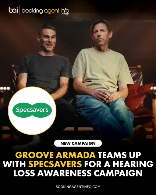 Groove Armada (@groovearmada) has teamed up with eye and hearing care brand Specsavers (@specsavers) for a new hearing loss awareness campaign.

The partnership launches "The Testlist," a clubbing guestlist designed exclusively for over-50 ravers. The cinematic ad spot blends 90s archive rave footage with an intimate interview as the duo reflects on early club culture, admitting they were too busy having fun to consider the long-term impact on their hearing.

Recalling post-show ears ringing and struggle to hear one another, the group opens up about their recent battles with hearing loss and encourages older ravers to book a screening at Specsavers online.

Specsavers continues to leverage iconic music figures to highlight eye and hearing health, adding Groove Armada to a star-studded legacy of past collaborators that includes Elton John, Rick Astley, and Woody Cook.

Create a free account at BookingAgentInfo.com to be the first to know about new music brand partnerships.

Follow @bookingagentinfo_ for more.