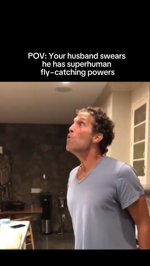 Throwback to the summer we spent 20 minutes trying (and failing) to catch one very annoying fly… then my husband @jesseitzler walks in and calmly announces he can summon the fly with a high‑pitch radio frequency only flies can hear—and catch it with his bare hands.
Me: “Yeah right…” 
Also me: 😳 
We have a hard time killing bugs in this family so of course the fly got away and lived to see another day 🤣
#MrMiyagi #JustLoveHim