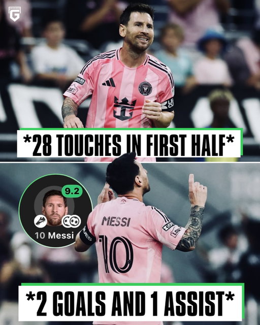 In his first start for Inter Miami since the World Cup, Lionel Messi has registered 2 goals and 1 assist in ONLY 45 MINUTES in the Leagues Cup... 🤯

He took a total of 28 touches. 

His all time goal tally is now sitting at 920, also becoming the fastest to do so 🐐

He still has 45 minutes to continue this magical performance 😅