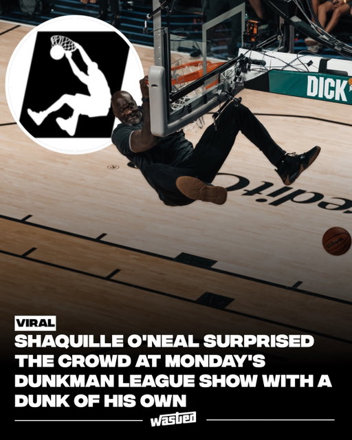 Shaquille O’Neal emerged from the crowd at Monday night’s Dunkman League show and delivered a thunderous dunk to the roar of fans. O’Neal, who serves as commissioner, founded Dunkman with Authentic Brands Group and TNT Sports earlier this year as the world’s first professional league dedicated exclusively to competitive dunking. Monday’s event was the third of four group-stage nights, featuring dunkers Isaiah Rivera, New Williams, Aeramiah Binford, Vadym Piddubchenko, Hyrum Fechser, and Darius Clark. The Dunkman World Championship airs Tuesday, August 25 on TNT and HBO Max, with the winner taking home a $500,000 grand prize.

Media: @dunkmanofficial @shaq

#DunkmanLeaguePartner