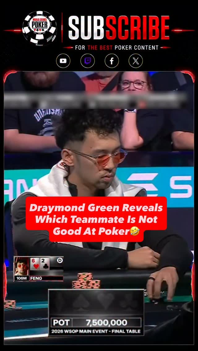 Draymond Green Commentating The Main Event! 

This is the World Series of Poker in Las Vegas. They’re playing for a first place prize of $10,000,000. 

Watch the final 2 battle heads-up live on ESPN now!