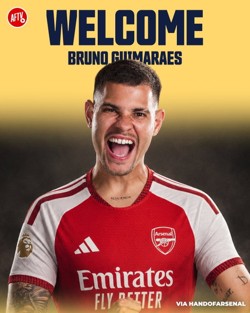 🚨 Bruno Guimarães has completed his medical and signed. Confirmed by @HandofArsenal.

Four year deal, squad number 39. Welcome to Arsenal Football Club. 🔴