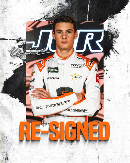 🚨NEWS🚨 

William Sawalich has signed a contract extension to continue driving the No. 18 SoundGear Toyota GR Supra in the NASCAR O’Reilly Auto Parts Series in 2027.