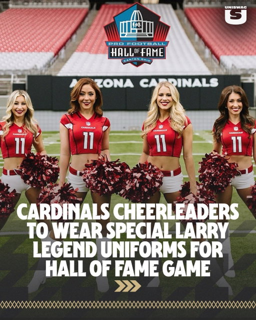 The @azcardscheer squad will wear special “Larry Legend” uniforms for the 2026 Pro Football Hall of Fame Game, celebrating Larry Fitzgerald’s induction into Canton.

#uniswag
