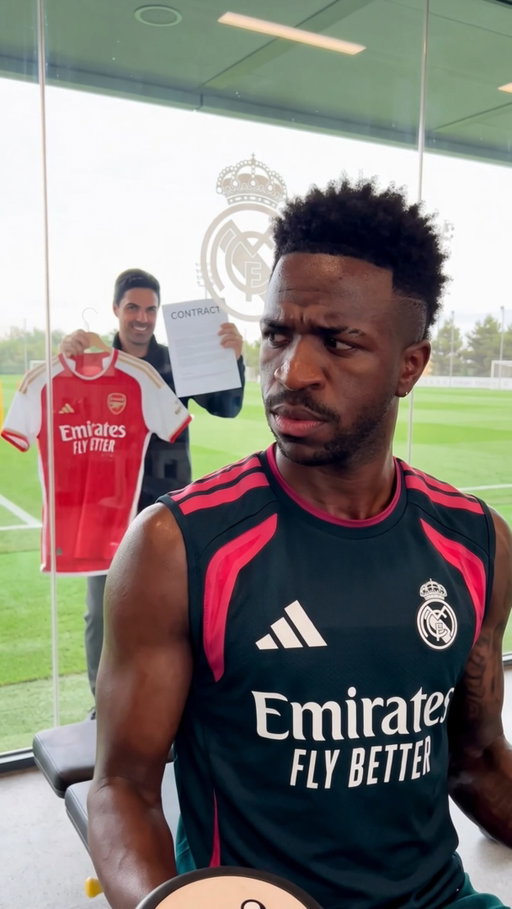 Arteta won’t stop until Vini Jr signs that contract 😂

#viniciusjr #vinijr #arsenal #realmadrid #transfernews