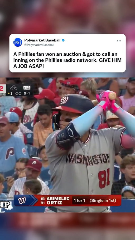 Honestly, give this Phillies fan a microphone and let him cook. 

Winning an auction to call an inning on the Phillies radio network is already an elite fan experience, but now the bar is set: one inning earned him a full-time job interview. 

The energy is there. The Phillies should be making that call ASAP.

#Phillies #MLB #Baseball #Philadelphia
