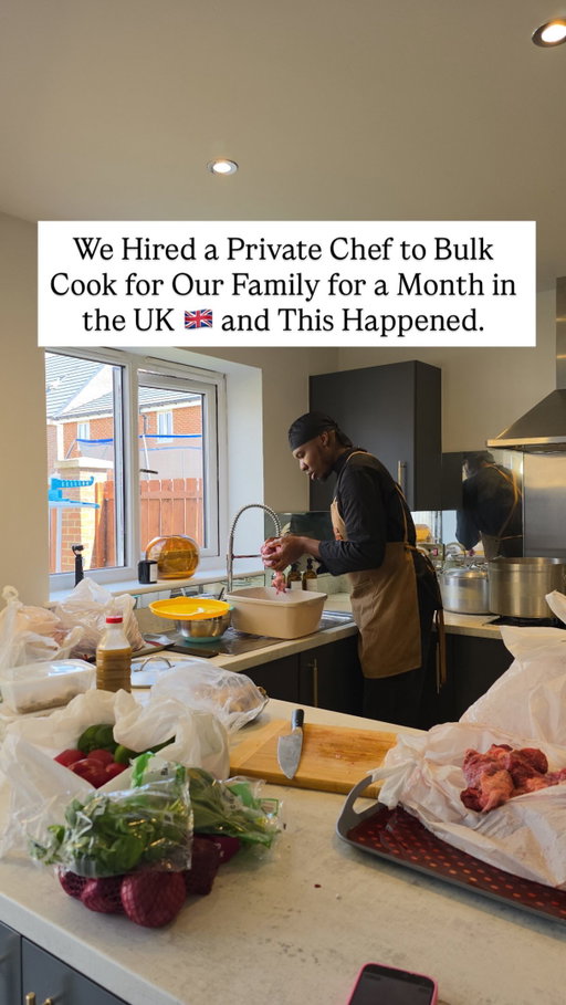 We Hired a Private Chef to Bulk Cook for Our Family for a Month in the UK 🇬🇧 and this happened 

POV: The private chef finishes cooking… and it’s all hands on deck! 🤭

One of my favourite parts of the day wasn’t just watching all the delicious meals come together, it was seeing the whole family get involved afterwards. The kids are on holiday, hubby had finished work, and everyone stepped in to help with the cleaning. It honestly turned into such a beautiful family moment. ❤️

We’ve now done this more than once, and I can genuinely say hiring a private chef has given us something that’s hard to put a price on… time. Time to enjoy good food, spend more time together, and take one big task off our plates.

For those asking about pricing, how the service works, and everything in between, I’ve answered it all in my vlog on AthomewithDidi, where Chef Dumijez also shares more about his process.

📌 Would you hire a private chef for your family? And if you did, what’s the one meal that absolutely has to be on the menu? 😍

Chef: @chef_dumijezofficial 

#PrivateChefUK #FamilyLife #UKLifestyle #MealPrep #FamilyVlog