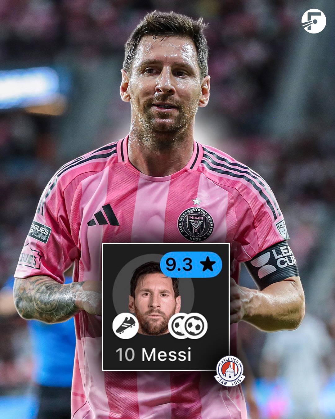 In his first start back from the World Cup, Lionel Messi scored twice and provided an assist, achieving a 9.3 rating for Inter Miami! 😮‍💨🐐

His side won 4-2 against San Luis! ✅