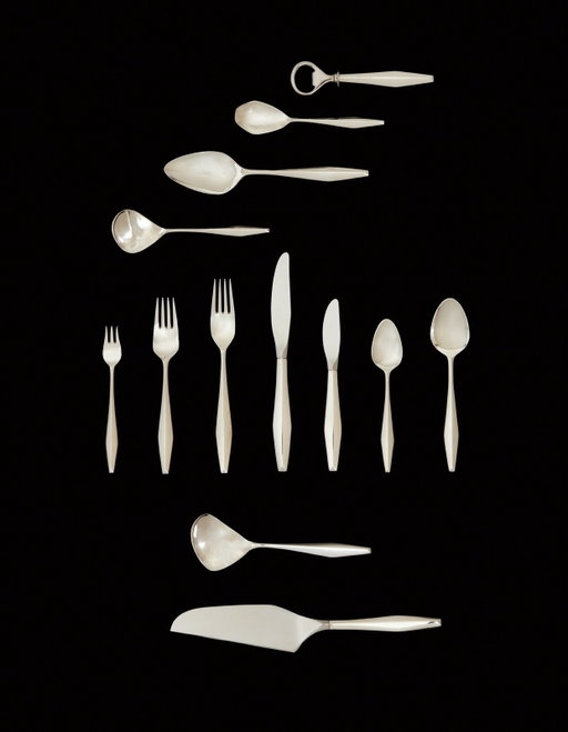 Objects of Desire: The “Diamond” Flatwear Service. Designed by Italian architect Gio Ponti in 1958 for Reed & Barton. Crafted from Serling silver, this 28 piece table set perfectly blended mid-century American manufacturing with European modernist elegance…