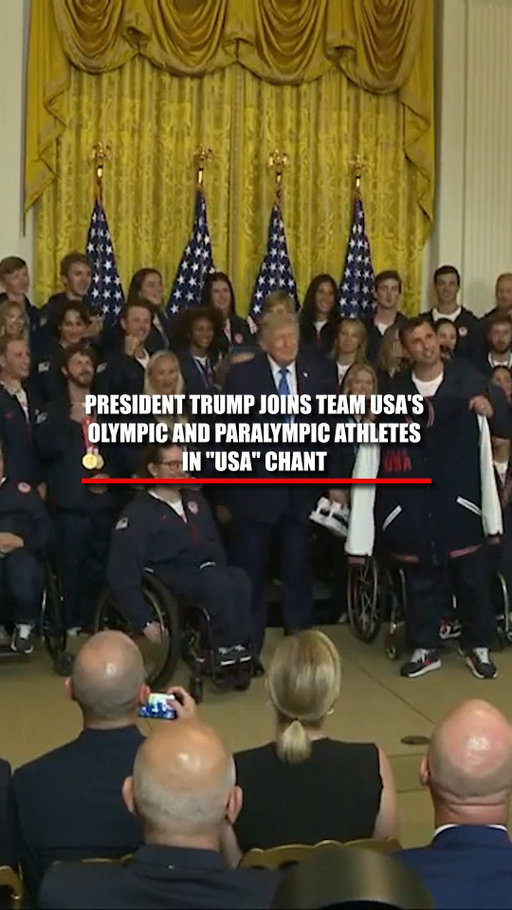 WATCH: President Trump joins Team USA's Olympic and Paralympic athletes in a "USA" chant during a White House celebration honoring their success at the 2026 Winter Games.