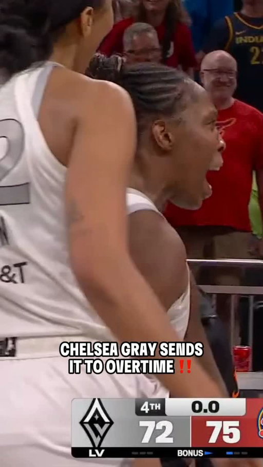 CHELSEA. GRAY. 🥶

She shoots the triple and LANDS to send the @LVAces and @IndianaFever into overtime!

Catch OT on Prime Video!

Overtime presented by Capella University