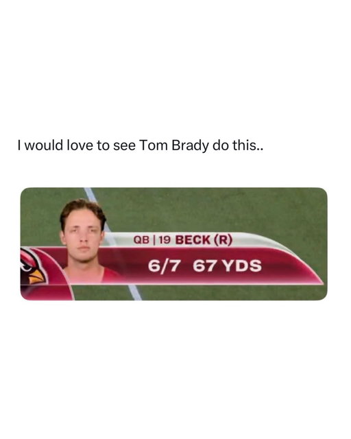 One of the greatest stat lines in history of the NFL 

Carson Beck has serious potential, and his NFL debut showed exactly why. The Cardinals rookie went 15-of-19 for 188 yards and a touchdown, looking composed and accurate in his first preseason action. 

At 6’4”, 220 pounds, Beck has prototypical NFL size and plenty of experience after 43 college starts. He still has to prove he can consistently handle NFL pressure and avoid mistakes, but if he develops properly, Arizona may have gotten a legitimate starting-QB talent in the third round. 

Follow @quarterbacksonly for more