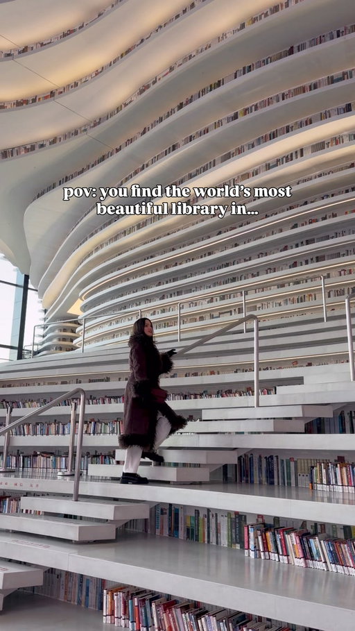 -follow @thelosttwo for more travel inspo ✨

The book lover’s version of heaven 📚🧚📕

YOU GUYS!!! Is this the most beautiful library in the world?!
This is the Tianjin Binhai Library in Tianjin, China 🇨🇳 and it honestly looks like something out of a movie. It opened in 2017 and is famous for these insane, wave like bookshelves that wrap around the entire space, all centered around a giant glowing sphere called “The Eye.”

It was designed by Dutch architecture firm MVRDV and it feels less like a quiet library and more like walking inside a piece of art.

Tag the person you’d drag here and then immediately lose for two hours ✨👇🏼

#china #library #bookworm #libraryofinstagram #chinatravel