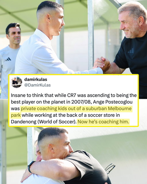 Mate 😮‍💨

Ange Postecoglou has had a remarkable career. So too has Cristiano Ronaldo, still playing at 41, albeit with a very different path to Big Ange's trailblazing journey. As with many things in modern football, both roads have led to Saudi Arabia. Imagine telling the Postecoglou of 2008 what was to come 😲