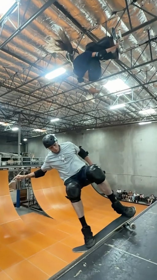 We are returning to Utah for @thvertalert Aug 21 & 22. Vertical talents of old and new (like @mia_kretzer shown here high-fiving over my head) will be converging at Jon M Huntsman Center on this very ramp. Free to the public thanks to @stateofsport 
Details at thvertalert.com
🎥: @tweestopher