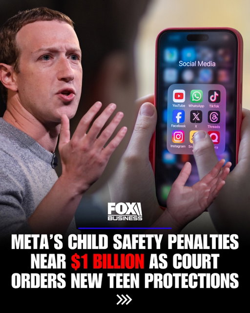 A nearly $1 BILLION blow to Meta: The tech giant is being forced to make another massive payout after a New Mexico court found Facebook and Instagram contributed to the state’s youth mental health crisis.

Meta was ordered Thursday to pay $567 million, on top of a $375 million jury award in March — bringing its total liability in the case to nearly $942 million.

The company must also roll out sweeping teen-safety measures over the next five years, including monthly limits on Facebook and Instagram use, notification restrictions, tighter controls on adults contacting minors and safeguards for AI chatbots.

Meta told FOX Business it disagrees with the ruling and plans to appeal.