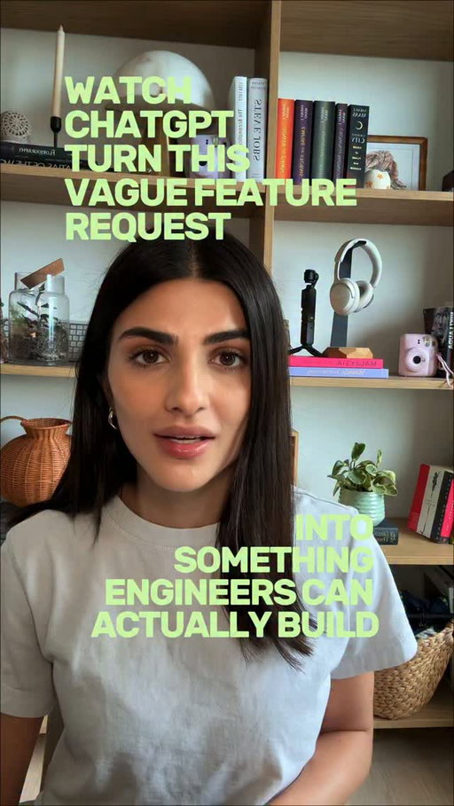 Comment “PRODUCT” if you want the exact prompts I used to take a vague feature request all the way to an engineering ready PRD. 

Try ChatGPT Work today for your most ambitious work. 

@chatgpt #ChatGPT_Partner #productivity