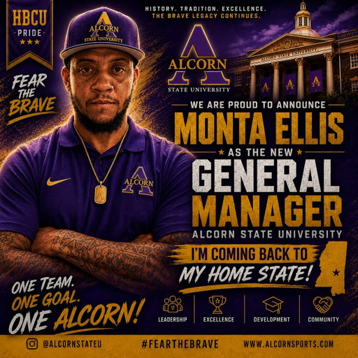 Today marks the beginning of an incredible new chapter, and I’m truly honored and excited to be named the General Manager at Alcorn State University. Alcorn isn’t just a university—it’s a place built on history, tradition, excellence, and a legacy that has impacted generations. As someone who believes in developing people on and off the court, I’m excited to help build a championship culture while creating opportunities for our student-athletes to succeed in basketball, in the classroom, and in life. Thank you to everyone who has believed in me throughout my journey. I’m ready to get to work, embrace the challenge, and represent the Brave Nation with pride. The future is bright. Let’s build something special together. Fear the Brave! 💜💛 #FearTheBrave #AlcornState #HBCU #GeneralManager #OneAlcorn ChampionshipCulture BraveNation