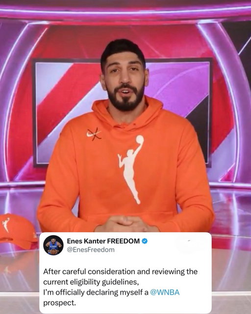 Ex-NBA player Enes Kanter took to X to declare as a prospect for the WNBA next season 😳

After carefully reviewing the league’s eligibility guidelines, he says he’s eligible

(via @enesfreedom)