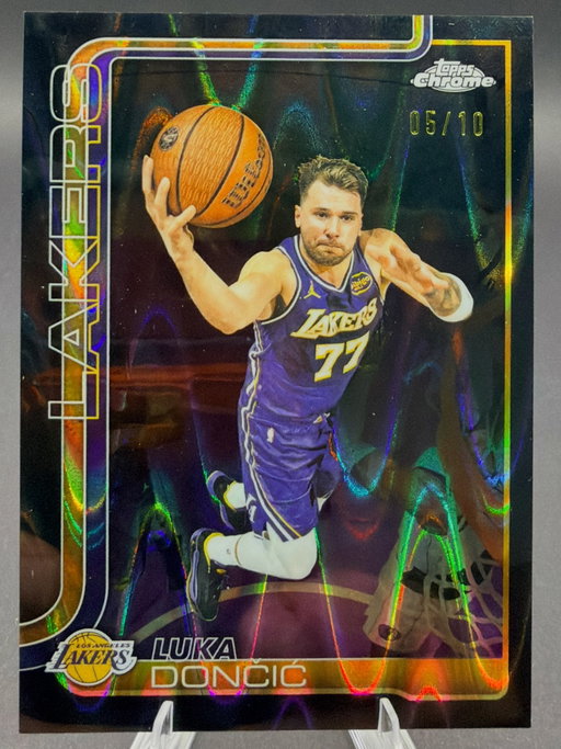 just pulled this 2026 topps chrome 5/10 luka doncic — if you have interest in buying the card let me know. looking to sell!!