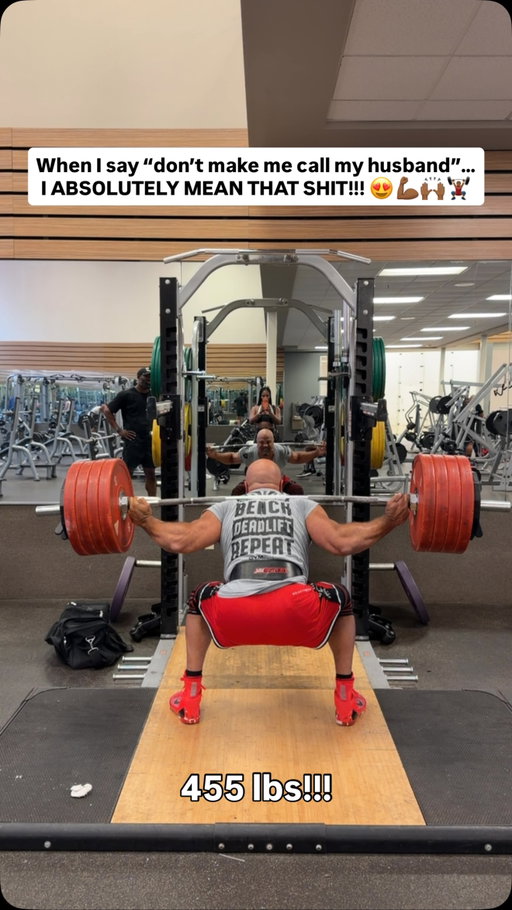 When I say, “Don’t make me call my husband,” I absolutely mean that shit!!!!

455 POUNDS. THREE REPS???

Do you understand how INSANE that is?! Less than 1% of people in the world can squat 450+ lbs, and Richard did it THREE TIMES!!

He’s been working toward this goal for so long, and watching him hit it today made me so damn proud. The discipline. The consistency. The STRENGTH?! My man is superhuman!!! 

And because he’s insane, instead of enjoying this accomplishment for more than five minutes, he’s already talking about 500 😭
