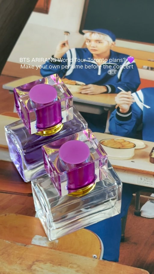 In Toronto for the BTS ARIRANG World Tour? 💜

Get into your K-inspired era at Eau D’Anndore’s special BTS-inspired fragrance workshop, featuring dreamy florals and a limited-time lineup of Korean-inspired notes, including Mountain Grape, White Osmanthus, Hanji (Korean mulberry paper), and more!

Led by expert scent-maker @kimmyberry_atelier you’ll explore 50+ fragrance notes, blend and layer your favourites, and create a custom 30ml perfume that’s unmistakably yours!

🗓️ August 21 | 5:30 PM
🗓️ August 22 | 1:30 PM

Tickets via link in bio!

#btstoronto #btstorontoarmy #btstorontoconcert #arirangtoronto #torontoevents