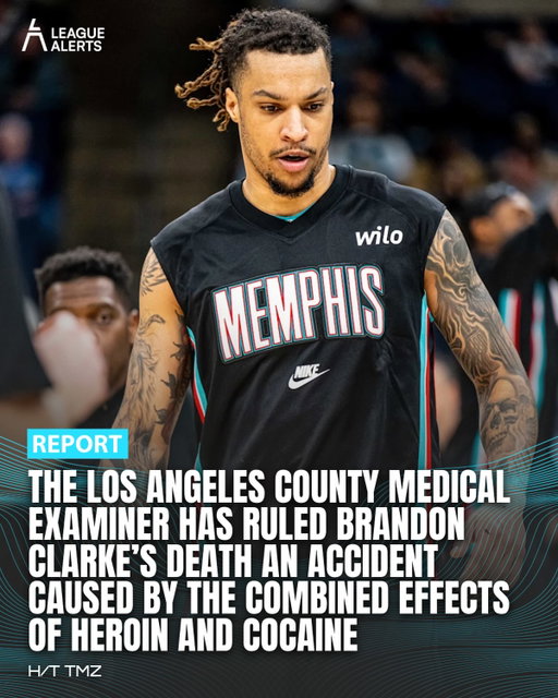 Brandon Clarke’s cause of death has been determined nearly three months after he was found d*ad at a home in Los Angeles. The medical examiner listed the manner as accidental. 🕊️🫶