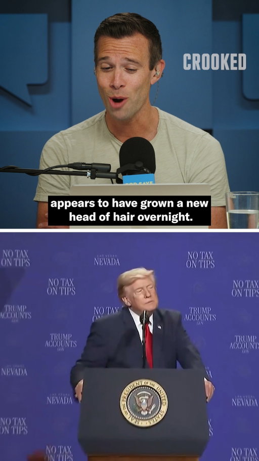 Maybe he’s born with it, maybe it’s hair extensions.

Get more Pod Save America on YouTube. 
#crookedmedia #podsaveamerica #trump
