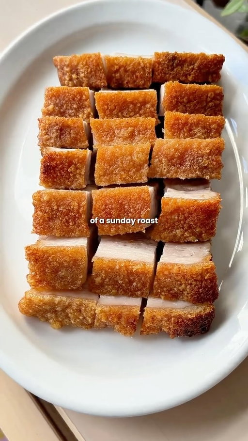 Authentic Cantonese-style Crispy Skin Pork Belly 燒肉!! 

1. Holes in skin - makes sure it crackles and puffs evenly
2. Rubbing baking powder & sesame oil before roasting - makes sure it browns evenly

Ingredients：
1 kg pork belly
3 tbsp shaoxing wine
2 spring onion stalks

For the skin:
1/2 tsp of baking powder (not baking soda) 
1/2 tsp of sesame oil

For the dry rub:
1 tbsp of salt
1/2 tbsp sugar
1 tsp of five spice 

1. Boil pork belly for 2 mins on medium heat to soften skin to prick holes.
2. Rub shaoxing wine and salt mixture on the meat side. Make a box with foil and leave in the fridge overnight to dry out skin. 
3. The next day, rub baking powder and sesame oil on the dried skin. 
4. Bake 180C for 45mins. Take out and wipe off any excess oil. 
5. Then bake on top level/grill 220C for 10 mins or until skin has puffed up and is golden

#crispyporkbelly #porkbelly #crispyskin #siuyuk #cantonesefood