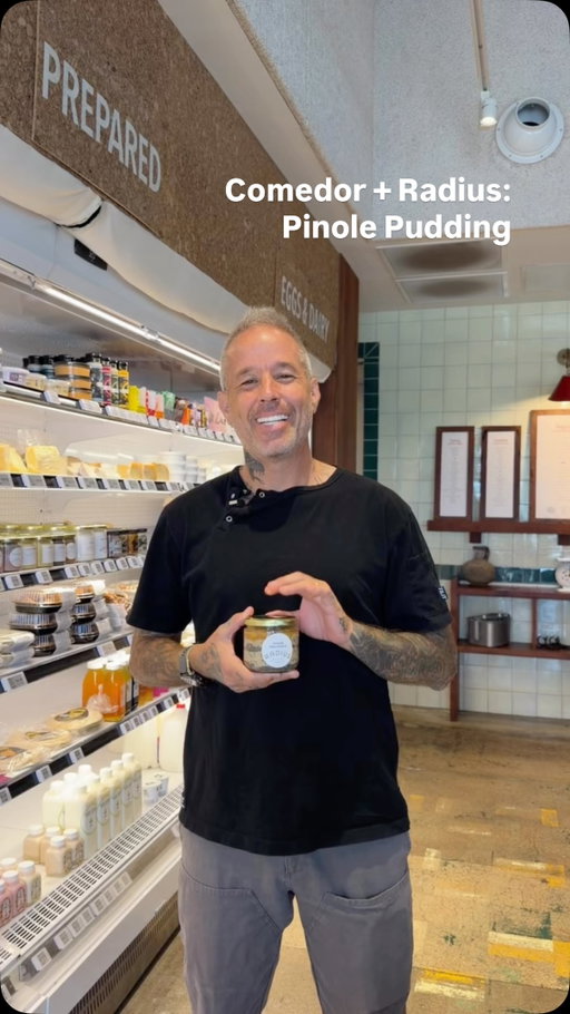 We teamed up with Chef @philipspeer of @comedortx on a dish full of history and his own lineage behind it: Pinole Pudding. 

Pinole — roasted ground corn — has fueled the Rarámuri of northern Mexico, some of the greatest endurance runners in the world, for generations. Philip, a chef and ultramarathoner himself with ancestors in the Rarámuri region, built the dish around their longstanding tradition. The ingredients are heirloom Masienda masa with coconut milk, chia, quinoa, forbidden rice, piloncillo, and charred cinnamon, finished with seasonal fruit. 

It’s just as good before a long run as it is for breakfast. It used be on Comedor’s brunch menu, and now it’s only at Radius. You can pick one up in the store, or order on Instacart.