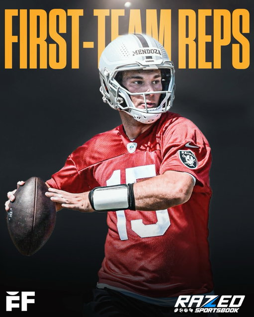Raiders No. 1 pick QB Fernando Mendoza took first-team reps during today's practice because Kirk Cousins was held out for fighting with Maxx Crosby on Friday, violating team rules. 

Crosby was also sidelined for the team portion of the practice, while Mendoza took his first reps as QB1 at training camp. 

"Mendoza started a bit slow but got better as practice progressed. Had a few TDs in red zone, goal line drill," Sam Warren wrote. 

Raiders HC Klint Kubiak reiterated that there will be zero tolerance for fighting at practice. 

“We have very clear expectations on how we want to practice and how we want to go about our business, and we violated that yesterday."