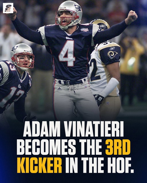 Adam Vinatieri joins Morten Andersen and Jan Stenerud as the only pure kickers in the Pro Football Hall of Fame. 🦵
