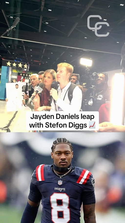Jayden Daniels leap with Stefon Diggs 📈🔥

#nfl #football #footballtiktok #patriots #fyp