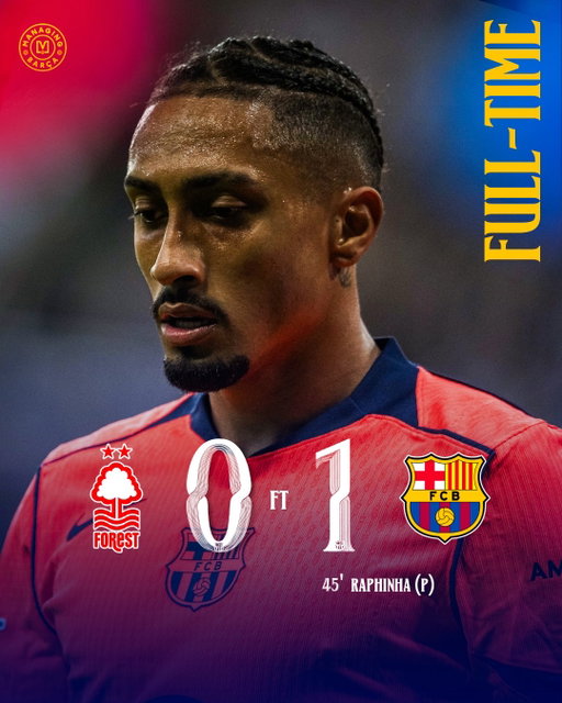🚨🚨| 𝐅𝐔𝐋𝐋-𝐓𝐈𝐌𝐄: FC Barcelona win 1-0 in the first 45-minute match against Nottingham. They will now play against Udinese in the second match. 🔵🔴🏆

Udinese won 1-0 against Nottingham Forest in the first 45-minute match. Barcelona and Udinese now both have 3 points each. 

Thoughts on the match? 🤔