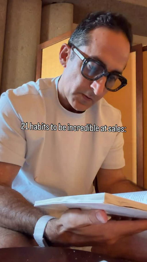 21 habits to be incredible at sales: 

1. Start your day BIG: Begin In Gratitude.

2. Study one chapter of a sales book every morning (consume)

3. Create one quality piece of content daily.

4. Sweat daily because you can’t operate at peak performance without physical stamina.

5. Rewrite your production goals each morning to keep them front and center.

6. Block 15 minutes to map out today’s lead gen plan before you touch your phone.

7. Role play every single week, become buy-lingual in sales. 

8. Turn off social media during production hours and use app blockers if you need to.

9. Master your products inside and out: read the rate sheets, know the overlays, understand what underwriting actually cares about (an example if you’re a Loan Officer)

10. Record your loan consultations and replays, then watch them back like game tape and fix what’s broken.

11. Obsess over your activities (calls made, meeting held); if you don’t track, you don’t care. 

12. Build mental anchors you can return to between calls because thoughts compound into results.

13. Train yourself to reset fast after a bad call or a blown deal: how quickly can you get back to baseline?

14. Let go of mistakes immediately and don’t carry them into the next conversation.

15. Consume sales and mindset content during commute times (if not phone selling)

16. Learn from others above you; take notes, implement their frameworks.

17. Teach others below you; your teaching is an audit of your skill. 

18. Track your patterns in writing at the end of each day: what’s working, what’s not, where you’re stuck.

19. Protect your relationships: send “spontaneous” gratitude texts, show up when they’re in need, serve without being asked.

20. Do hard things outside of work to build mental resilience: cold plunges, hard workouts, fasting. 

21. Own everything that happens in your business with no excuses, just solutions.