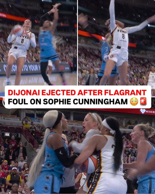Dijonai Carrington was assessed a flagrant 2 after a foul on Sophie Cunningham in the first quarter of Sky-Fever

She was then ejected from the game