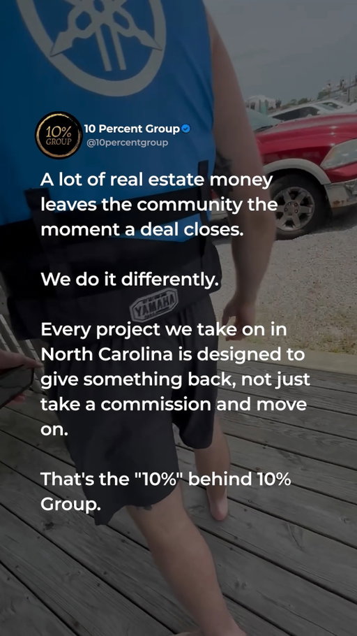 Real estate money should do more than leave the community.

At 10% Group, every project we take on in North Carolina is built around a different model:

Serve the homeowner.
Respect the property.
Restore what we can.
And use 10% of gross profits to fund real impact.

That is The 10% Promise.

Because to us, it is not just a house.
It is a project.

People over property.
Real Estate. Serve. Impact.