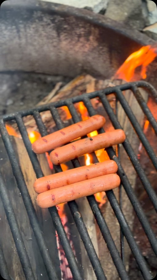 “We don’t do hotdogs while camping” cool bro. We do. You know why. Survival. Easy. My kids can roast them over the fire and no one’s crying. Easy to fancy up or down. Hot dogs while camping are life. Bougie up someone else’s camping trip. 

#camping #campmeals