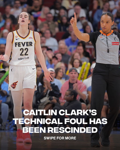 Caitlin Clark’s technical foul from the Fever’s game against the Sky has been rescinded by the WNBA, per multiple reports.

Clark will not be suspended for the Fever’s next game. 👀

📸: Getty