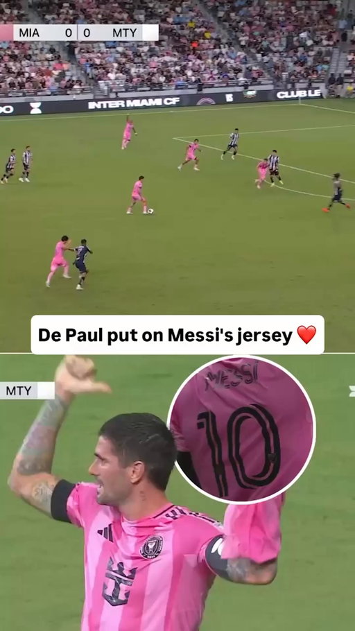 Rodrigo De Paul celebrated his goal by wearing Messi's jersey. Leo Messi was not in attendance because of the death of his father, Jorge Messi 🥺

(via @leaguescup on Apple TV)