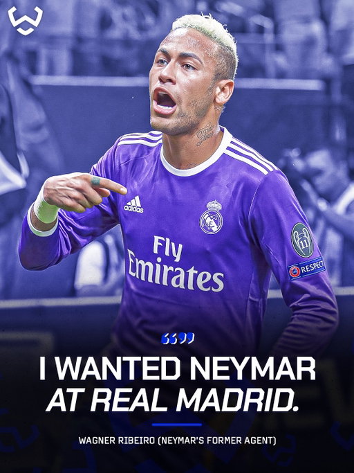 Neymar could have had a very different career path. 👀🇧🇷

His former agent, Wagner Ribeiro, revealed that he wanted to take Neymar to Real Madrid.

🗣️ “I wanted Neymar at Real Madrid.”

Instead, Neymar chose Barcelona, where he went on to form one of football’s most iconic attacking trios. ⚪️➡️🔵🔴