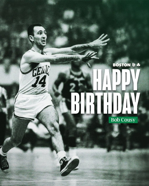 Happy birthday to 6x NBA Champion, 13x All-Star and 1957 MVP, Bob Cousy ☘️🎂🎉